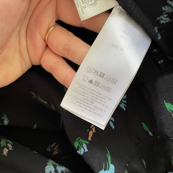 Ganni Black Floral Wrap Georgette Dress -Size 40, about size 8 - Picture 8 of 8